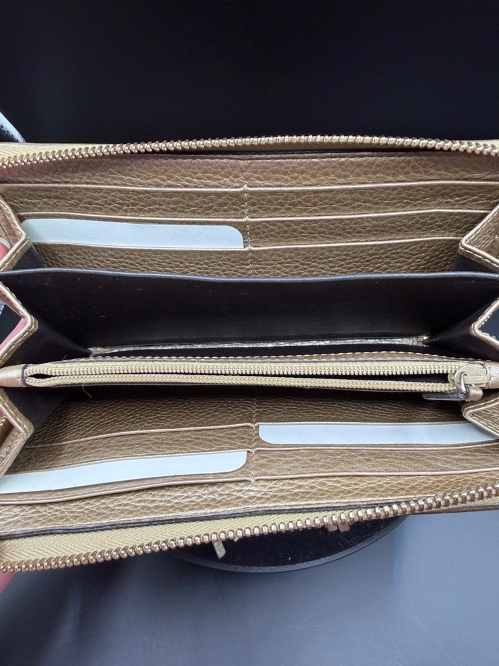 GUCCI Gold Bamboo Leather Continental Wallet Converted with Gold Chain - Picture 8 of 13